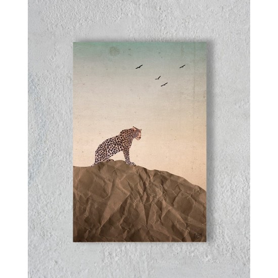 Canvas van een luipaard in de savanne zonder Floating Frame